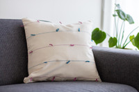 Modern Cushion with True Indigo, and Lilac unique handmade