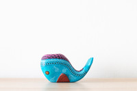 decorative Wood hand carved whale Alebrije on a table