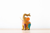 Wood carved yellow elephant Alebrije