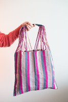 Handmade tote bag. Fashion bag that can be used as a shopping bag, it is foldable, made of cotton. Tote bag pink and blue