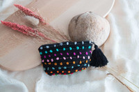 Handmade wallet. Fashion wallet made from cotton. accessory for your coins, keys, or small items. With its pocket size, you can easily put it in your handbag. Small wallet colourful black