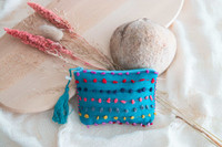 Handmade wallet. Fashion wallet made from cotton. accessory for your coins, keys, or small items. With its pocket size, you can easily put it in your handbag. Small wallet colourful aqua