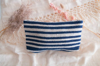 Handmade pouch. Fashion pouch or toiletry bag made from wool. Accessory for your coins, keys, or larger items. With its size, you can easily carry medium items. Large wool pouch blue and white