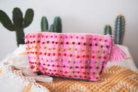 Handmade Pouch. Fashion wallet or pouch made from cotton. accessory for your coins, keys, phone, or medium items. With its ideal size, you can easily carry it and store many things in there. Medium pouch pink shades