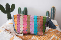 Handmade Pouch. Fashion wallet or pouch made from cotton. accessory for your coins, keys, phone, or medium items. With its ideal size, you can easily carry it and store many things in there. Medium pouch soft colour stripes