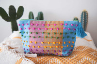 Handmade Pouch. Fashion wallet or pouch made from cotton. accessory for your coins, keys, phone, or medium items. With its ideal size, you can easily carry it and store many things in there. Medium pouch pink, blue, yellow