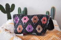 Handmade Pouch. Fashion wallet or pouch made from cotton. accessory for your coins, keys, phone, or medium items. With its ideal size, you can easily carry it and store many things in there. Medium pouch colourful black