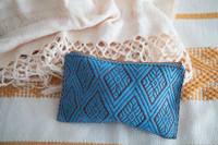 Handmade Pouch. Fashion wallet or pouch made from cotton. accessory for your coins, keys, phone, or medium items. With its ideal size, you can easily carry it and store many things in there. Medium pouch blue