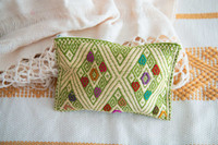 Handmade Pouch. Fashion wallet or pouch made from cotton. accessory for your coins, keys, phone, or medium items. With its ideal size, you can easily carry it and store many things in there. Medium pouch colourful green