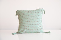 Premium handmade decorative cushion with for interior decoration and interior design. Cushion Cover green with colourful dots