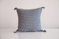 Premium handmade decorative cushion with for interior decoration and interior design. Cushion Cover blue gray with white dots