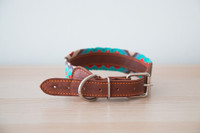 Handmade collar with colourful patterns woven by hand by artisans in Mexico. Handmade collar with colourful patterns woven by hand by artisans in Mexico.
Your furry friend will love this beautiful and unique collar. Large collar blue, aqua, red