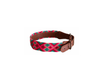 Handmade collar with colourful patterns woven by hand by artisans in Mexico. Handmade collar with colourful patterns woven by hand by artisans in Mexico. Your furry friend will love this beautiful and unique collar. Extra large dog collar aqua and pink