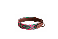 Handmade collar with colourful patterns woven by hand by artisans in Mexico. Handmade collar with colourful patterns woven by hand by artisans in Mexico. Your furry friend will love this beautiful and unique collar. Extra large dog collar pink, cream, green