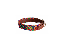Handmade collar with colourful patterns woven by hand by artisans in Mexico. Handmade collar with colourful patterns woven by hand by artisans in Mexico. Your furry friend will love this beautiful and unique collar. Extra large dog collar blue, red, green