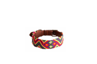 Handmade collar with colourful patterns woven by hand by artisans in Mexico. Handmade collar with colourful patterns woven by hand by artisans in Mexico.
Your furry friend will love this beautiful and unique collar. Large collar green, purple, red