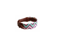 Handmade collar with colourful patterns woven by hand by artisans in Mexico. Handmade collar with colourful patterns woven by hand by artisans in Mexico.
Your furry friend will love this beautiful and unique collar. Large dog collar  green, cream, purple