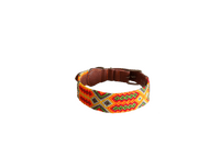 Handmade collar with colourful patterns woven by hand by artisans in Mexico. Handmade collar with colourful patterns woven by hand by artisans in Mexico.
Your furry friend will love this beautiful and unique collar. Large dog collar red, green, yellow