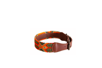 Handmade collar with colourful patterns woven by hand by artisans in Mexico. Handmade collar with colourful patterns woven by hand by artisans in Mexico.
Your furry friend will love this beautiful and unique collar. Large dog collar red, green, yellow