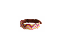 Handmade collar with colourful patterns woven by hand by artisans in Mexico. Handmade collar with colourful patterns woven by hand by artisans in Mexico.
Your furry friend will love this beautiful and unique collar. Large dog collar yellow, soft blue, pink