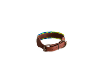 Handmade collar with colourful patterns woven by hand by artisans in Mexico. Handmade collar with colourful patterns woven by hand by artisans in Mexico.
Your furry friend will love this beautiful and unique collar. Medium dog collar blues and yellows