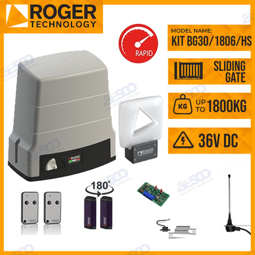 Roger Technology BG30/1806/HS 36v BRUSHLESS Electric Sliding Gate Kit - 1800KG