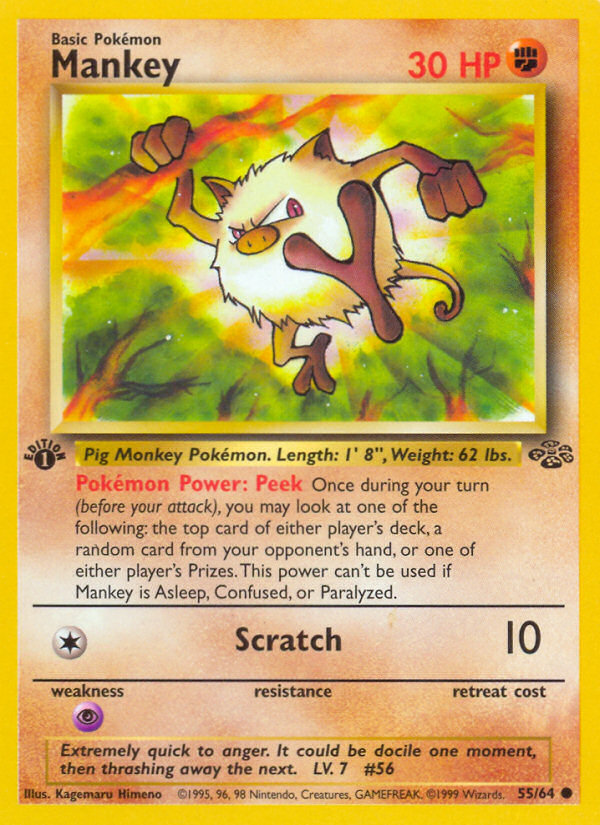 Mankey 55/64 - Jungle 1st Edition - Game Nerdz
