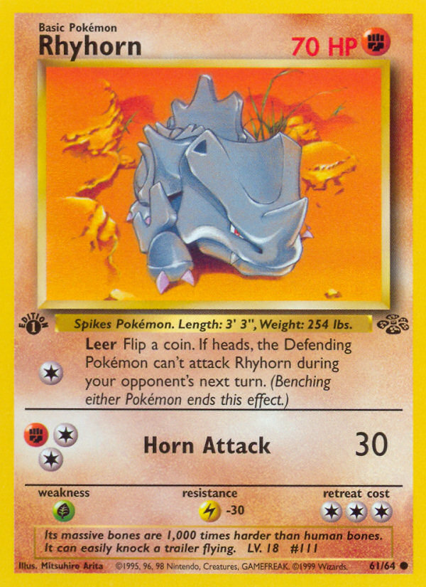 Rhyhorn 61/64 - Jungle 1st Edition - Game Nerdz