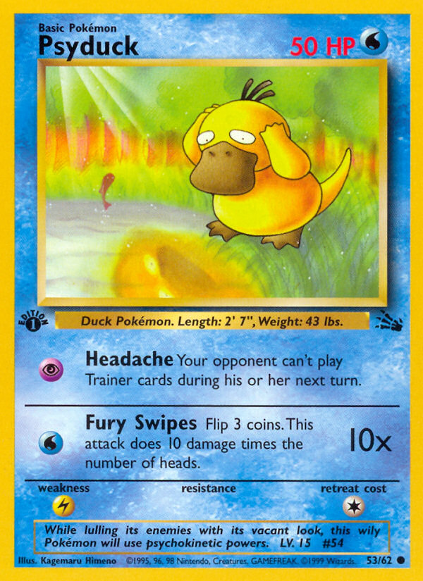 PSY・S Psyclopedia Psyduck 53/62 - Fossil 1st Edition - Game Nerdz