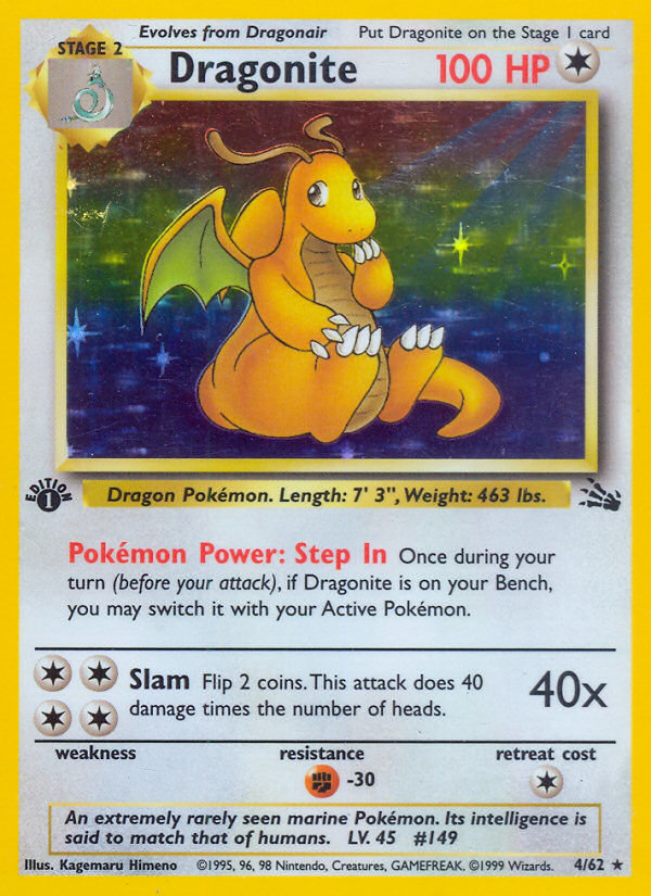 Dragonite 4/62 - Fossil 1st Edition Holofoil - Game Nerdz