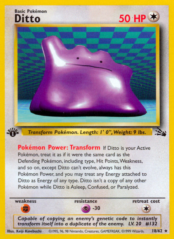 Ditto 18/62 - Fossil 1st Edition - Game Nerdz