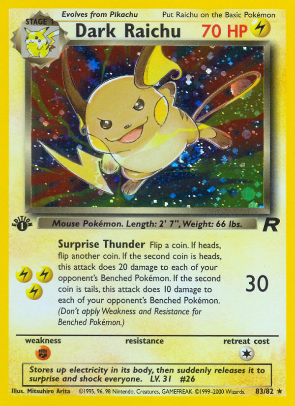 Dark Raichu 83/82 - Team Rocket 1st Edition Holofoil - Game Nerdz