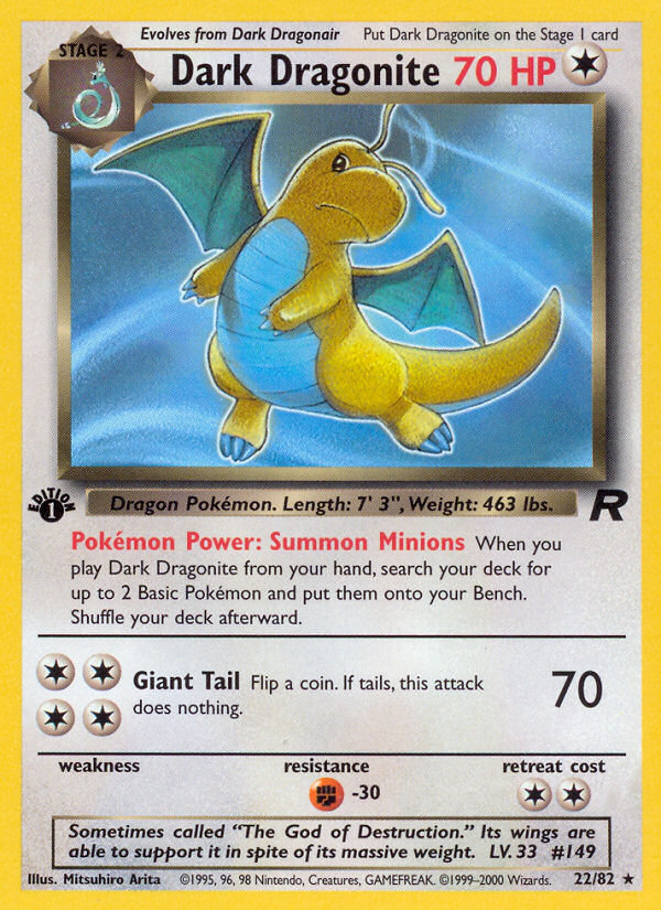 dragonite pokemon card 1st edition ACE 9 - EX - 100/096 - Rising Fist - Step In Two Dark Dragonite Cards, but