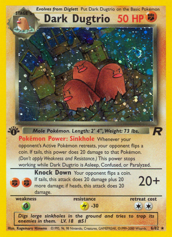 DARK DUGTRIO 6/82 わるいダグトリオ 英語版ポケモン Dark Dugtrio 6/82 - Team Rocket Unlimited Holofoil - Game Nerdz