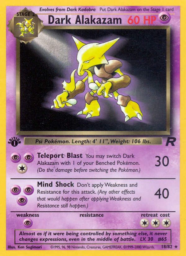 Dark Alakazam 18/82 - Team Rocket 1st Edition - Game Nerdz
