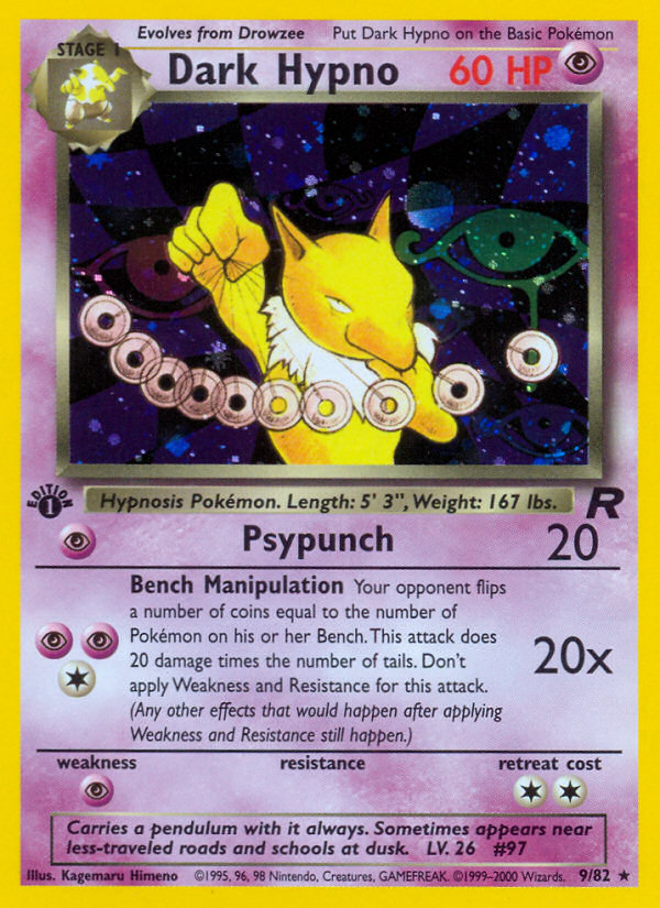 DARK HYPNO 9/82 わるいスリーパー 英語版ポケモン Dark Hypno 9/82 - Team Rocket 1st Edition Holofoil - Game Nerdz