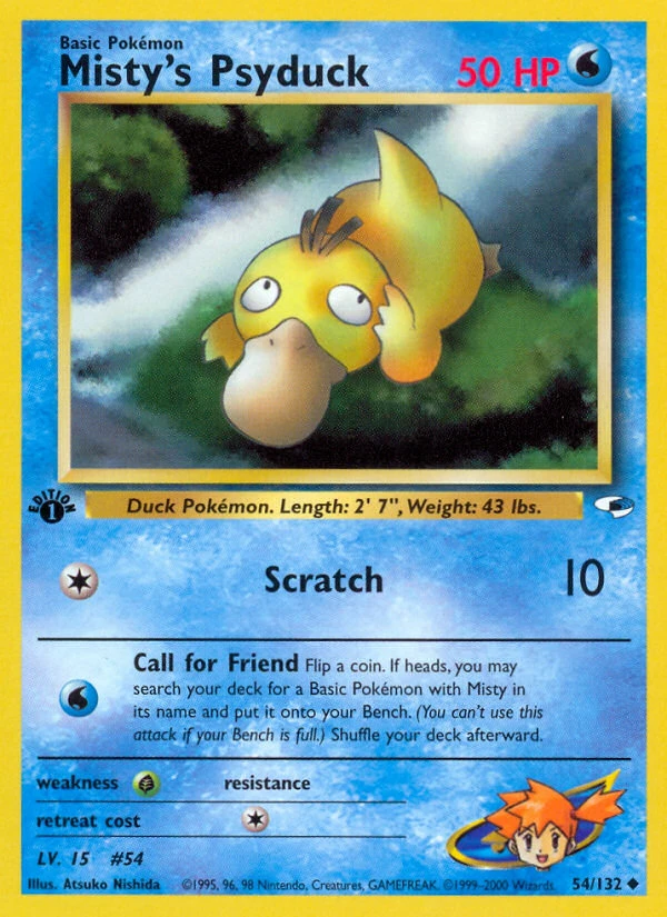MISTYS PSYDUCK 54/132 カスミのコダック 英語版ポケモン Misty's Psyduck 54/132 - Gym Heroes Unlimited - Game Nerdz