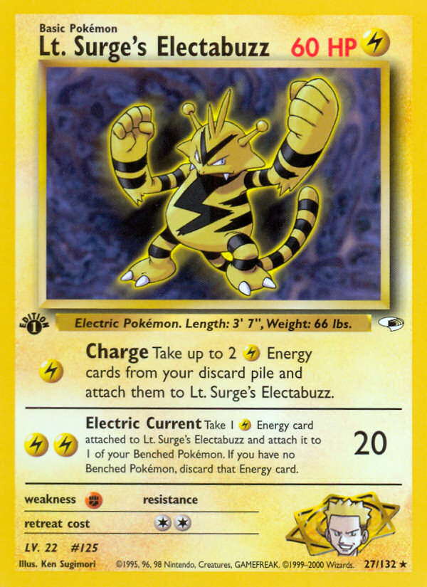 Lt. Surge's Electabuzz 27/132 - Gym Heroes 1st Edition - Game Nerdz