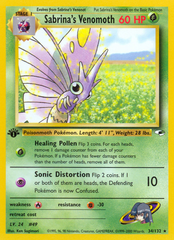 Sabrina's Venomoth 34/132 - Gym Heroes 1st Edition - Game Nerdz
