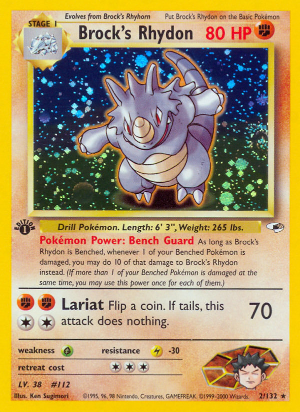 brock's rhydon pokemon card value Gym Heroes Holo MP  ThePokeNest Brock's Rhydon - 2/132 -
