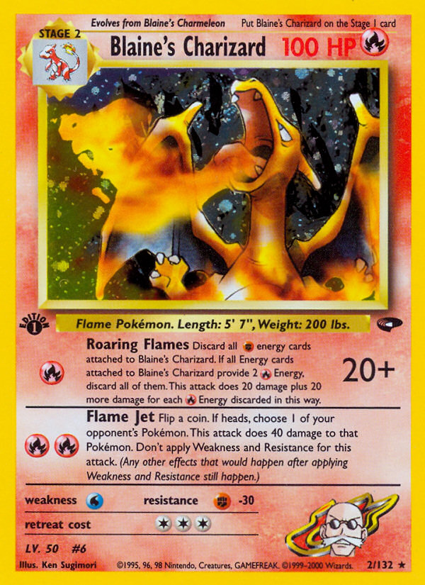 charizard pokemon card unlimited Blaine's 2/132 - Gym Challenge Holofoil Captured in a crystal Pokémon Charizards Selling for Big