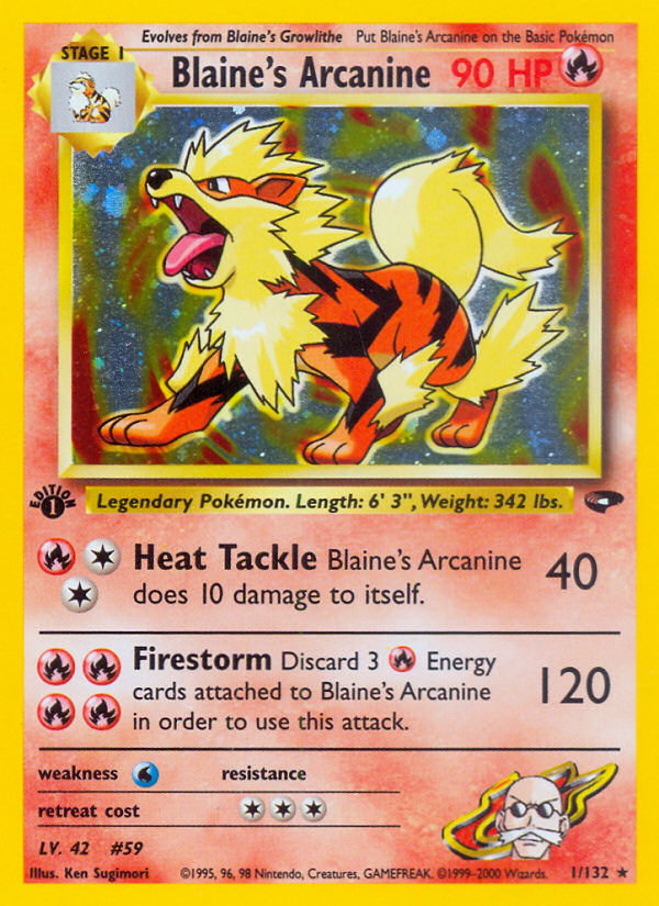 Blaine's Arcanine 1/132 - Gym Challenge Unlimited Holofoil - Game Nerdz