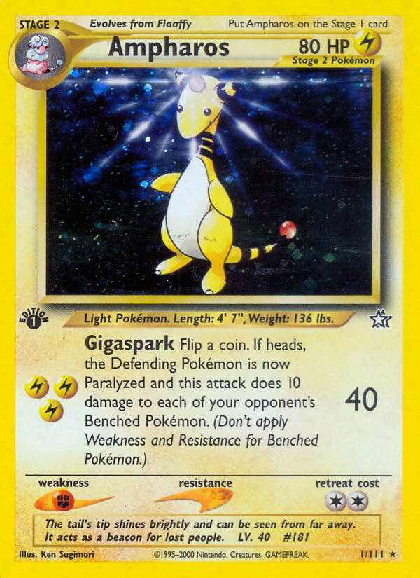 Ampharos 1/111 - Neo Genesis 1st Edition Holofoil - Game Nerdz