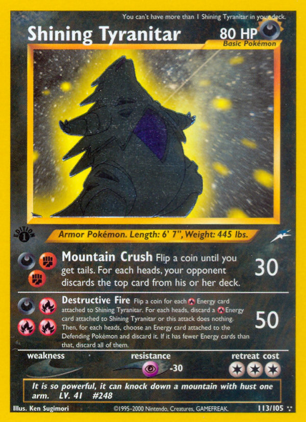 ポケモンカードゲーム Shining Tyranitar 英語版 113/105 Shining Tyranitar 113/105 - Neo Destiny 1st Edition Holofoil