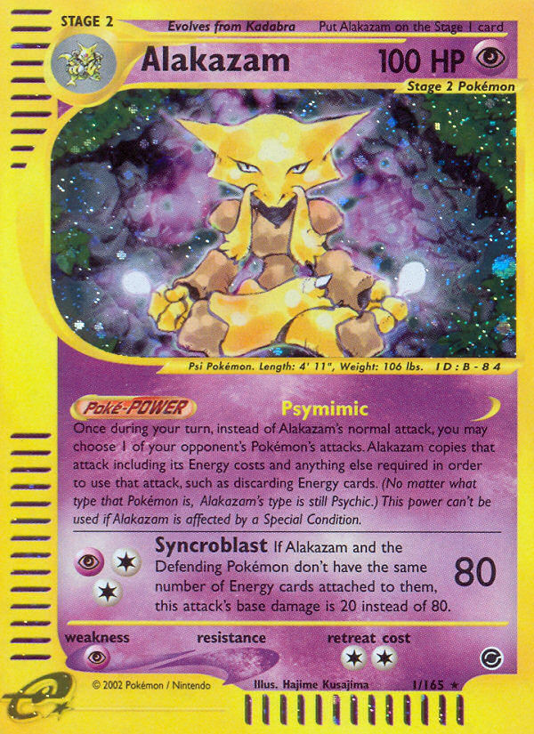 alakazam holo pokemon card value - (1) - Base Set 2 variation to centering Alakazam - Mysterious Treasures #2