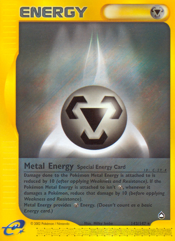 pokemon steel energy cards Metal Energy (143/147) [Aquapolis] Damaged