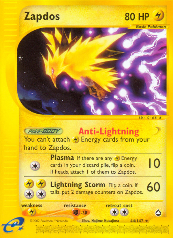 Zapdos 44/147 - Aquapolis Reverse Holofoil - Game Nerdz