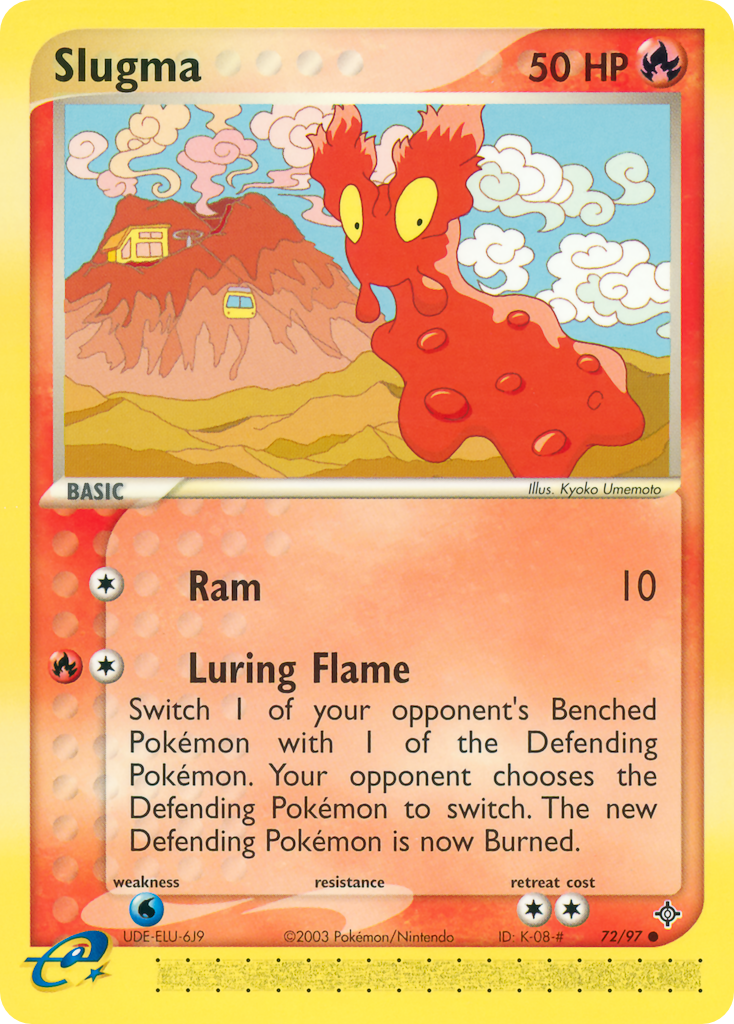 pokemon card slugma (74/107) [EX: Deoxys] Fire Colorless Yawn Your opponents Active Pokémon is now Asleep Slugma (Wisdom of Sea and