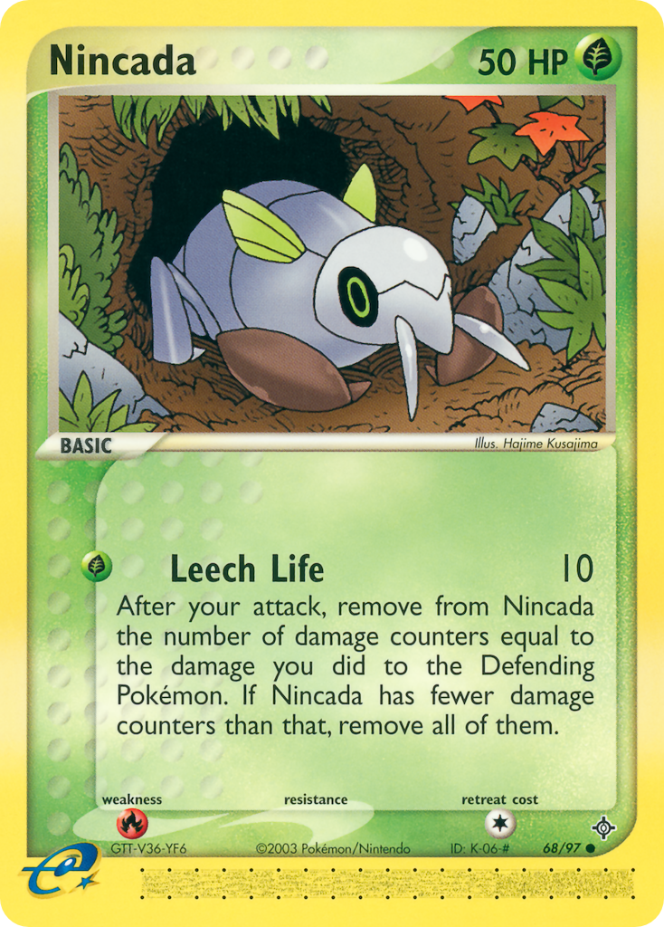 Nincada (68/97) [EX: Dragon] Heavily Played Reverse Holofoil