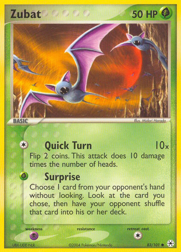pokemon zubat card Zubat 83/101 - Ex Hidden Legends